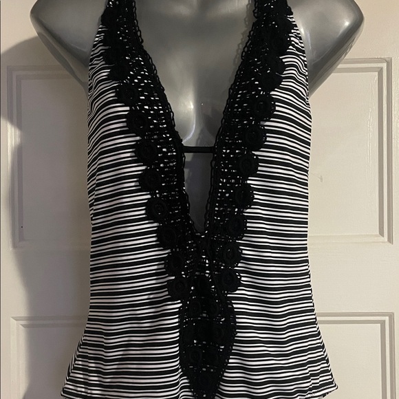 Massimo Black and White Striped One Piece Swimsuit - Picture 2 of 7